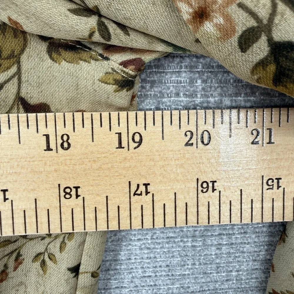 Double D Ranch Button-Up Womens XS Beige Floral Chiffon Lightweight Long Sleeve - Picture 5 of 13